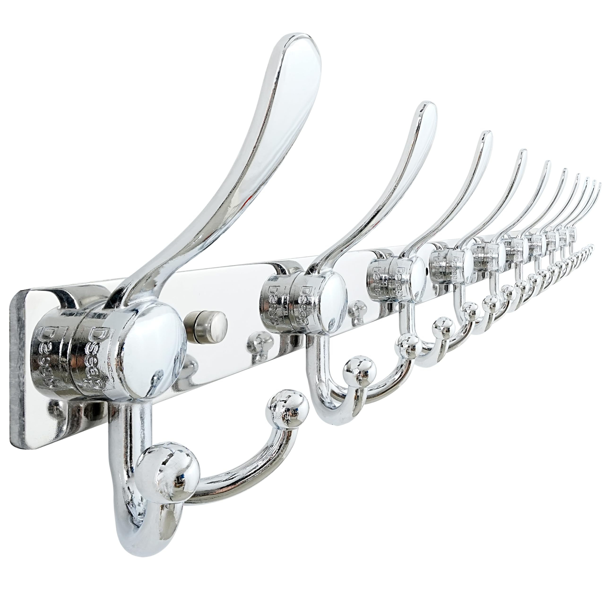 Dseap Coat Rack Wall Mount 2.0 Pro: Heavy Duty 300% Thicker, Stainless Steel Wall Coat Hooks Hanger for Clothes Jackets Hats Entryway Closet, MaxStrong Series, White, Pack of 2
