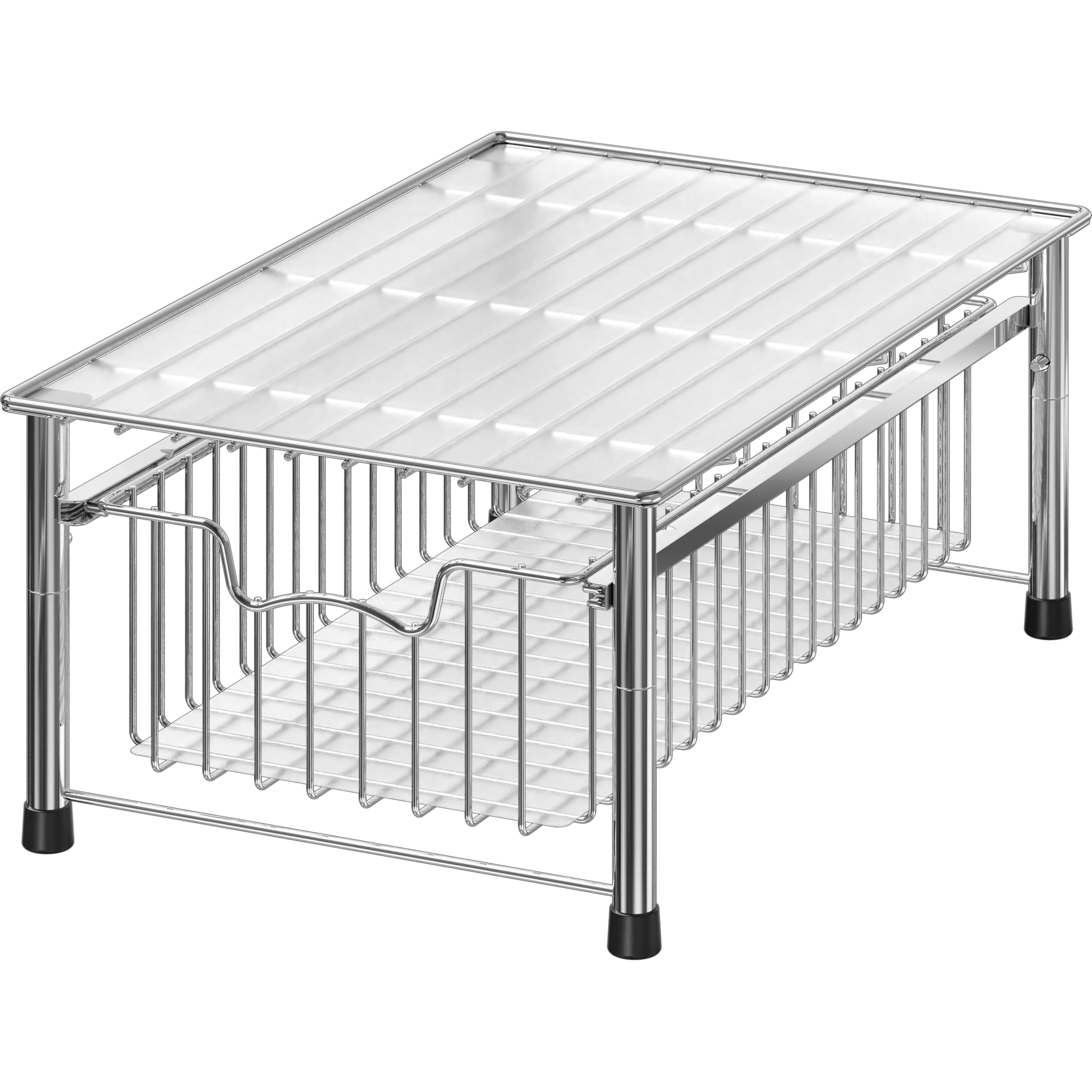 Simple Houseware Stackable 3 Tier Sliding Basket Organizer Drawer, White