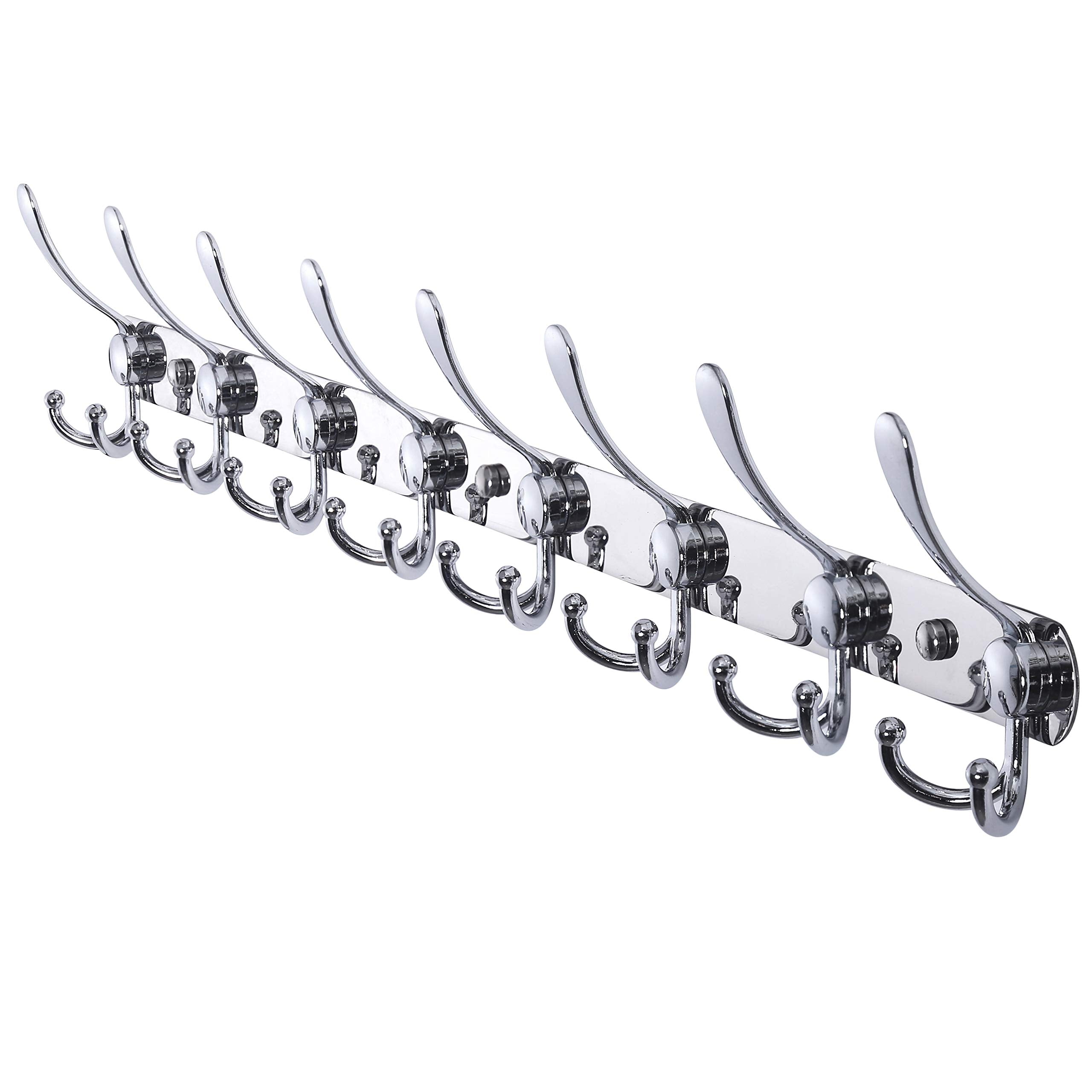 Dseap Coat Rack Wall Mount - 74cm Long 8-Tri-Hooks, Heavy Duty, Stainless Steel, Metal Coat Hanger Rail Wall Hooks for Coats Hats Clothing Clothes Purse Mudroom Entryway, Black