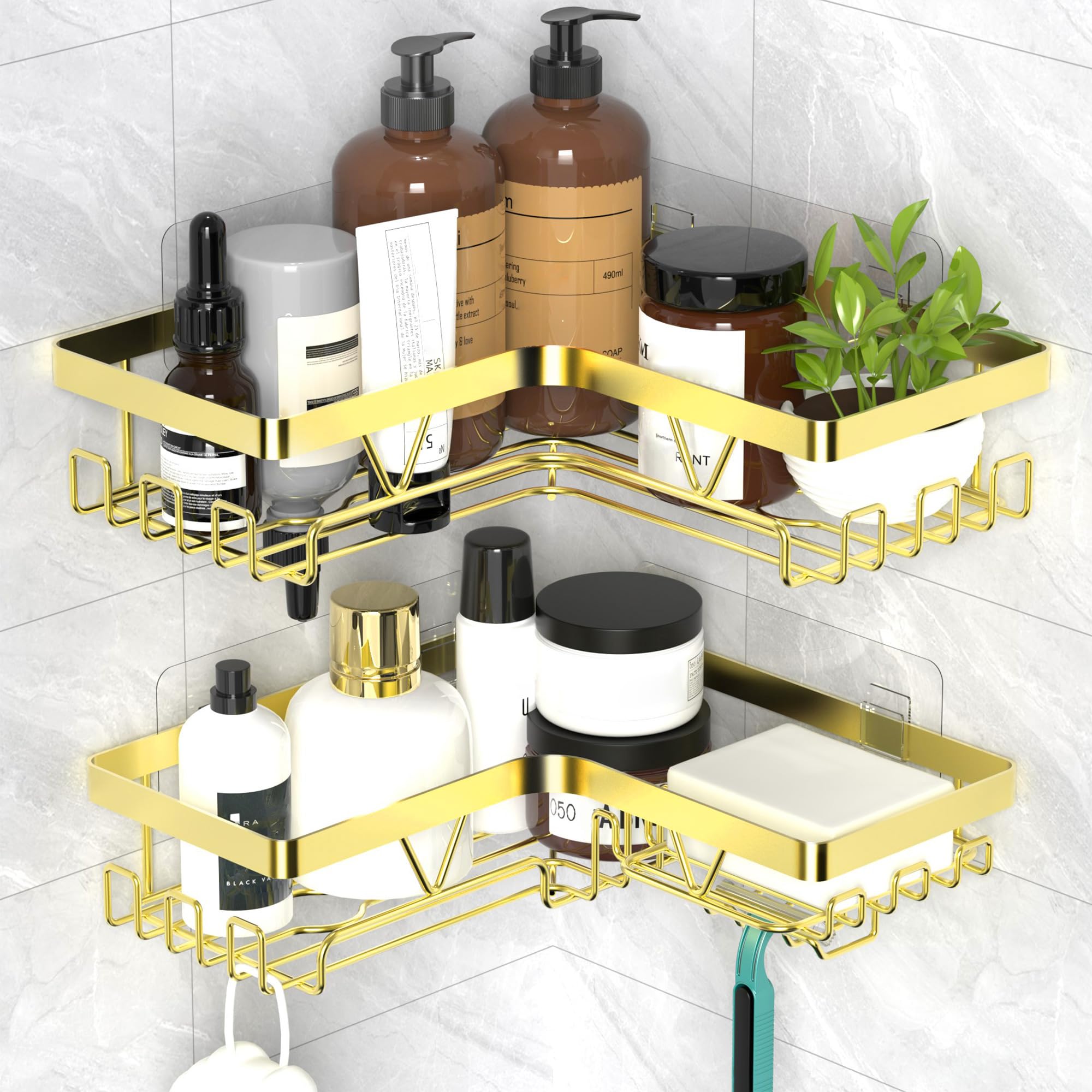 Kegii Telescopic Shower Caddy, 6 Tiers Corner Shower Shelf Adjustable Bathroom Storage Organiser Extendable Corner Bathroom Caddy, Black, No Drilling, Stainless Steel
