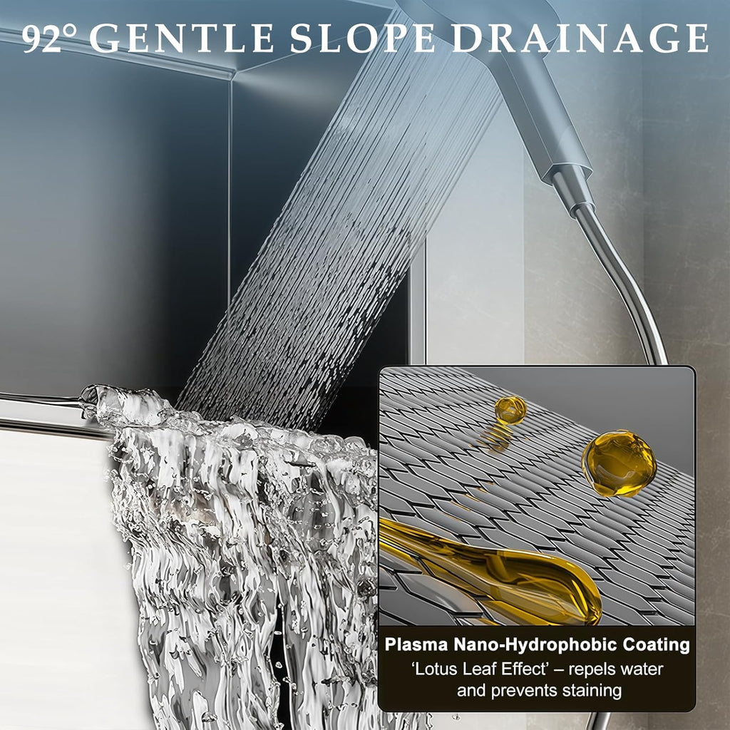 Stainless Steel Shower Niche, 70x26x10cm Recessed Wall Niche No Tile Needed Double Layer Wall Storage Shelf Organizer for Bathroom Kitchen Living Room