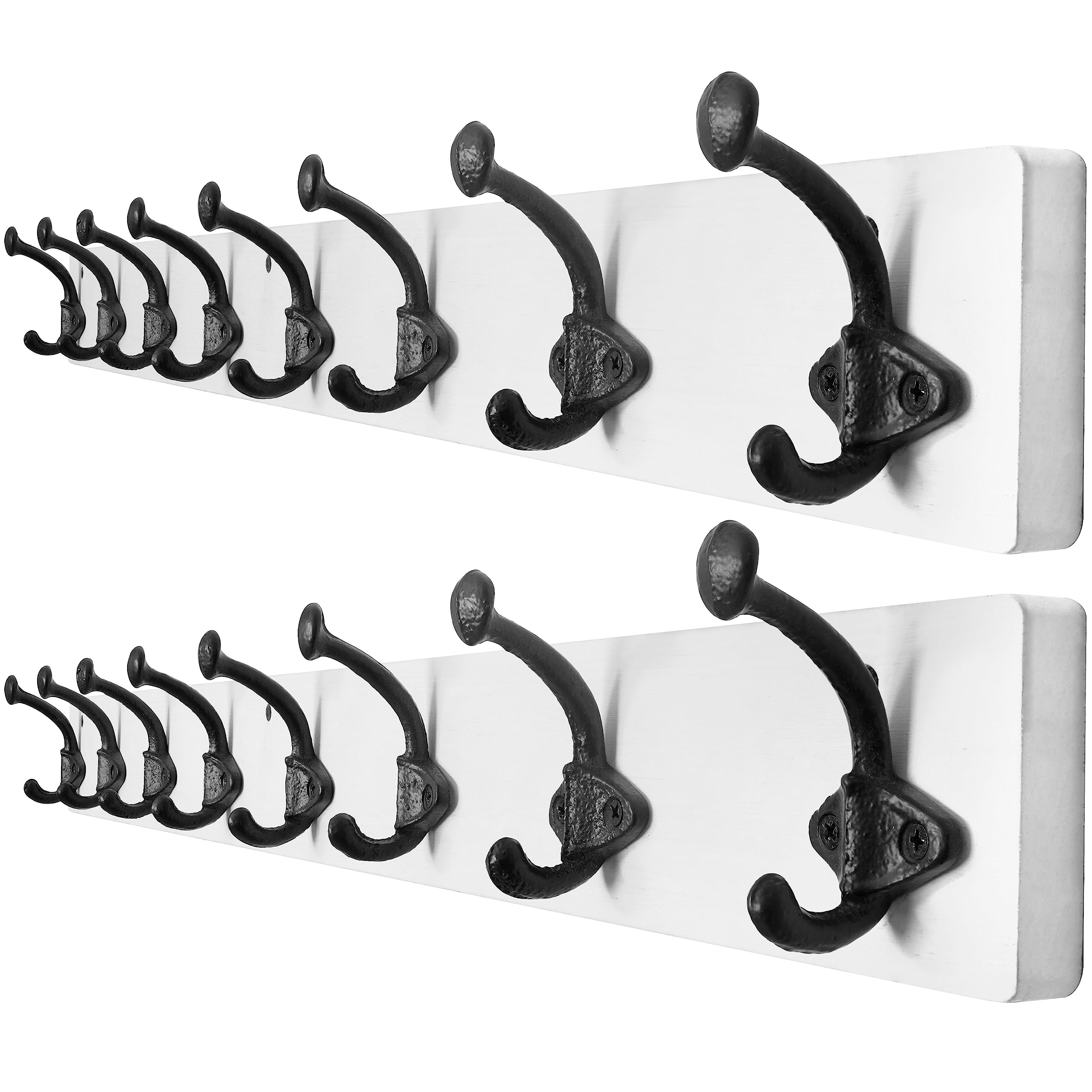 WEBI Rustic Coat Hooks Wall Mounted,5 Cast Iron Hooks,Coat Rack Wall Mounted Coat Hanger for Hanging Jacket,Clothes,White