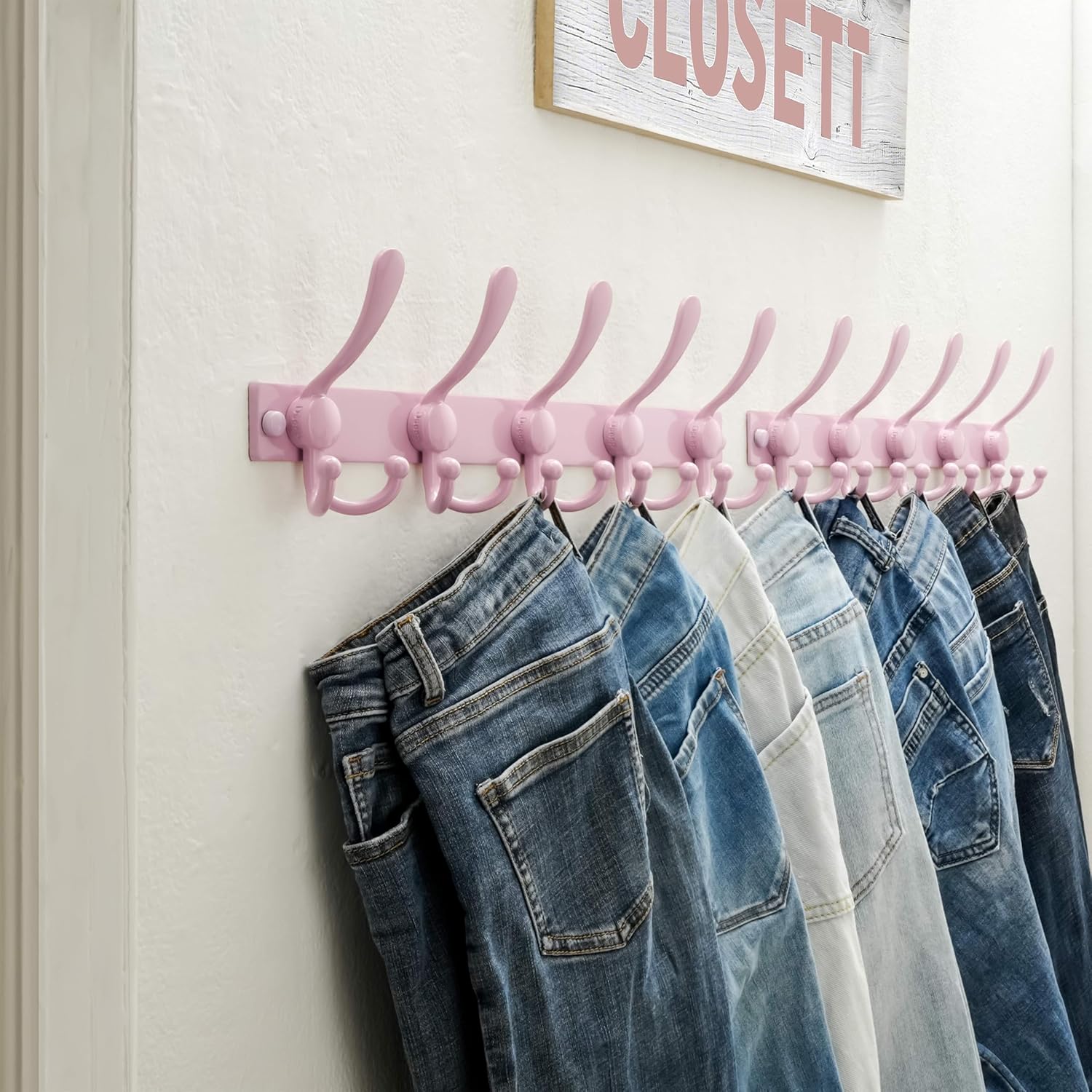 Dseap Coat Rack Wall Mount 2.0 Pro: Heavy Duty 300% Thicker, Stainless Steel Wall Coat Hooks Hanger for Clothes Jackets Hats Entryway Closet, MaxStrong Series, Pink, Pack of 2