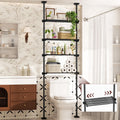Yeabett Over Toilet Shelving Unit, Height 163–315 cm, Width 39–69 cm, Over Washing Machine Cabinet, Versatile Bathroom Organiser for Bathroom, Kitchen, Living Room, Utility Room, 4-Tier, White