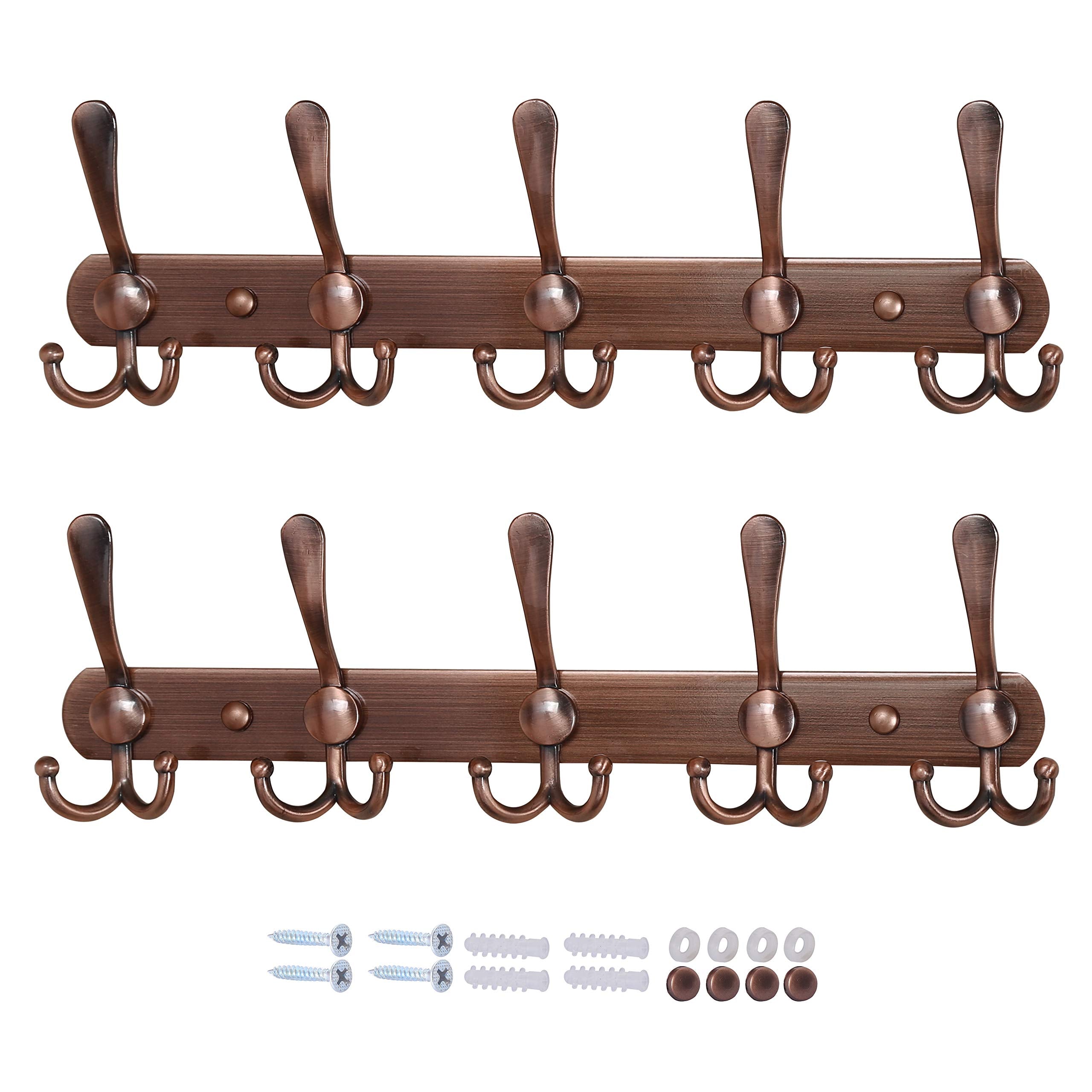 Dseap Coat Rack Wall Mount - 74cm Long 8-Tri-Hooks, Heavy Duty, Stainless Steel, Metal Coat Hanger Rail Wall Hooks for Coats Hats Clothing Clothes Purse Mudroom Entryway, Black