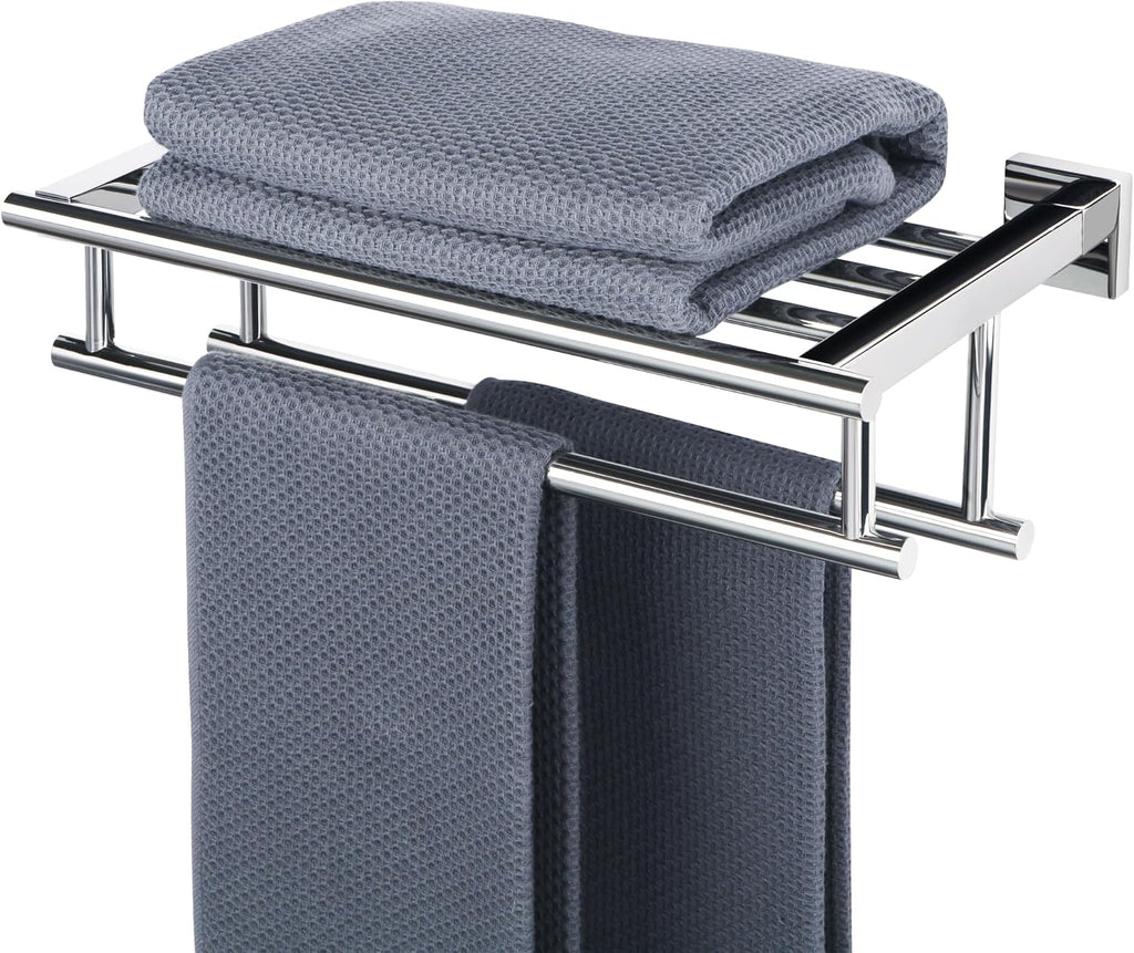 Sayayo Towel Rail Wall Mounted Chrome Bathroom Towel Shelf 16-Inch Towel Holder, SUS304 Stainless Steel Towel Rack, EGZ8040-C