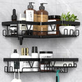Kegii Telescopic Shower Caddy, 6 Tiers Corner Shower Shelf Adjustable Bathroom Storage Organiser Extendable Corner Bathroom Caddy, Black, No Drilling, Stainless Steel