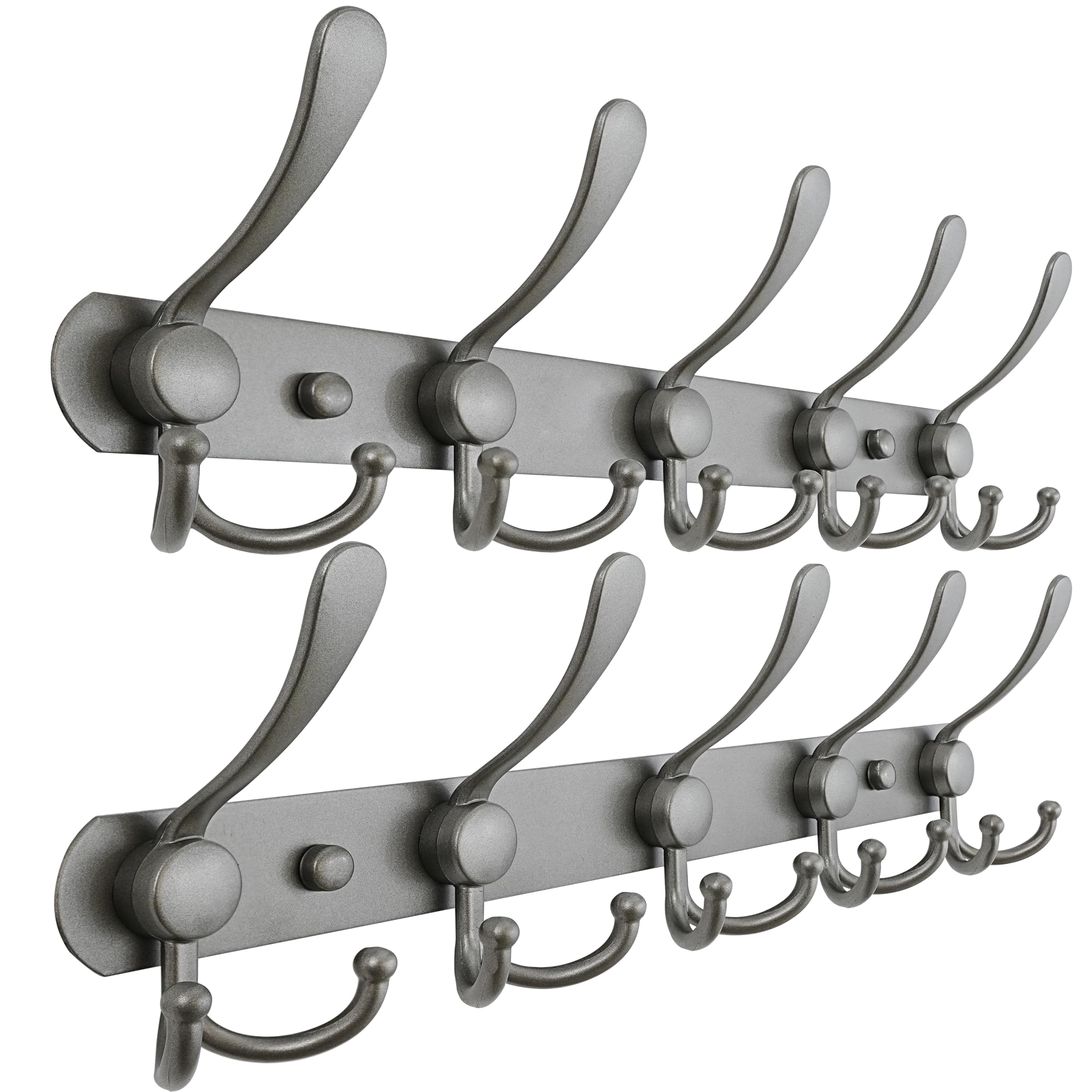 Dseap Coat Rack Wall Mount - 74cm Long 8-Tri-Hooks, Heavy Duty, Stainless Steel, Metal Coat Hanger Rail Wall Hooks for Coats Hats Clothing Clothes Purse Mudroom Entryway, Black