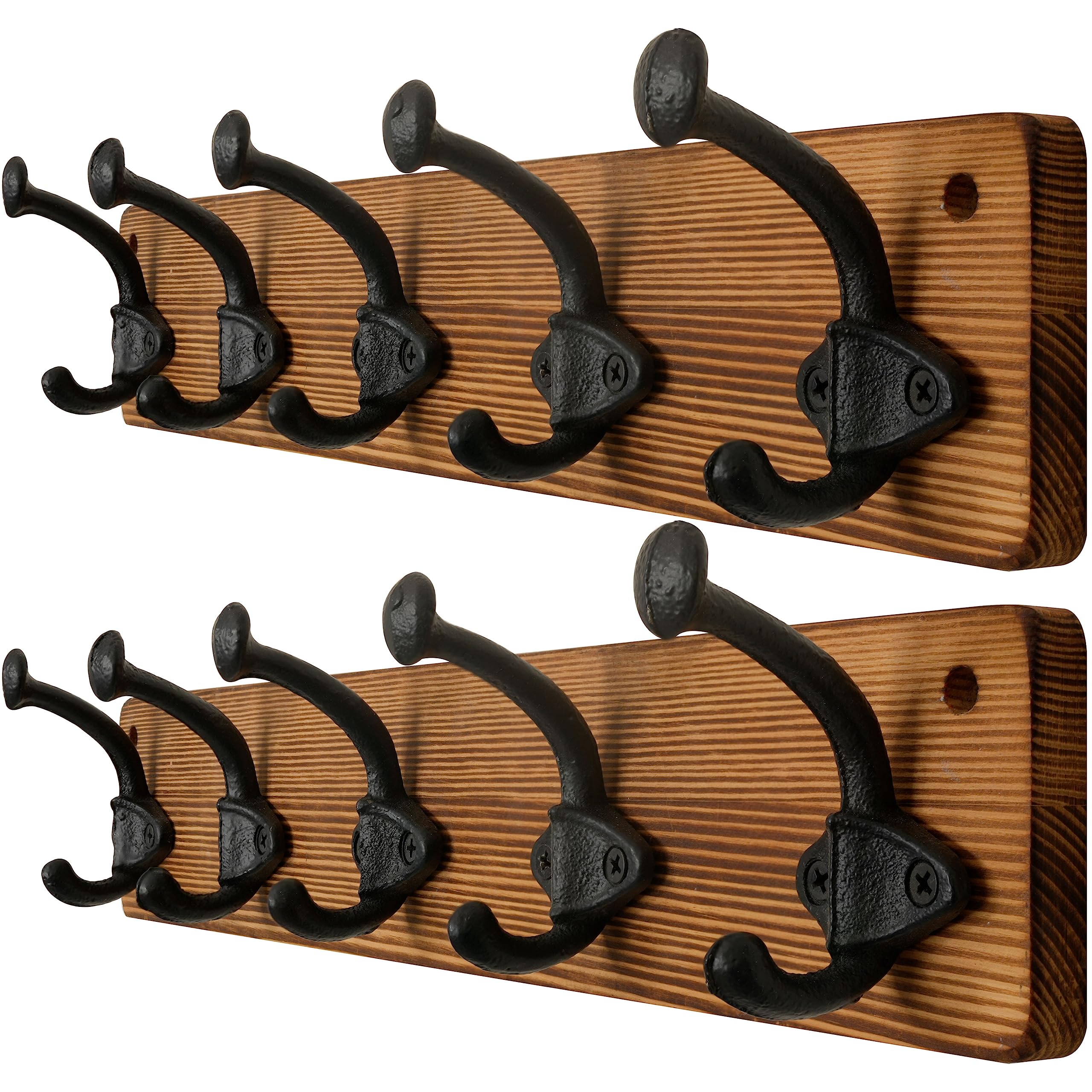 WEBI Rustic Coat Hooks Wall Mounted,5 Cast Iron Hooks,Coat Rack Wall Mounted Coat Hanger for Hanging Jacket,Clothes,White