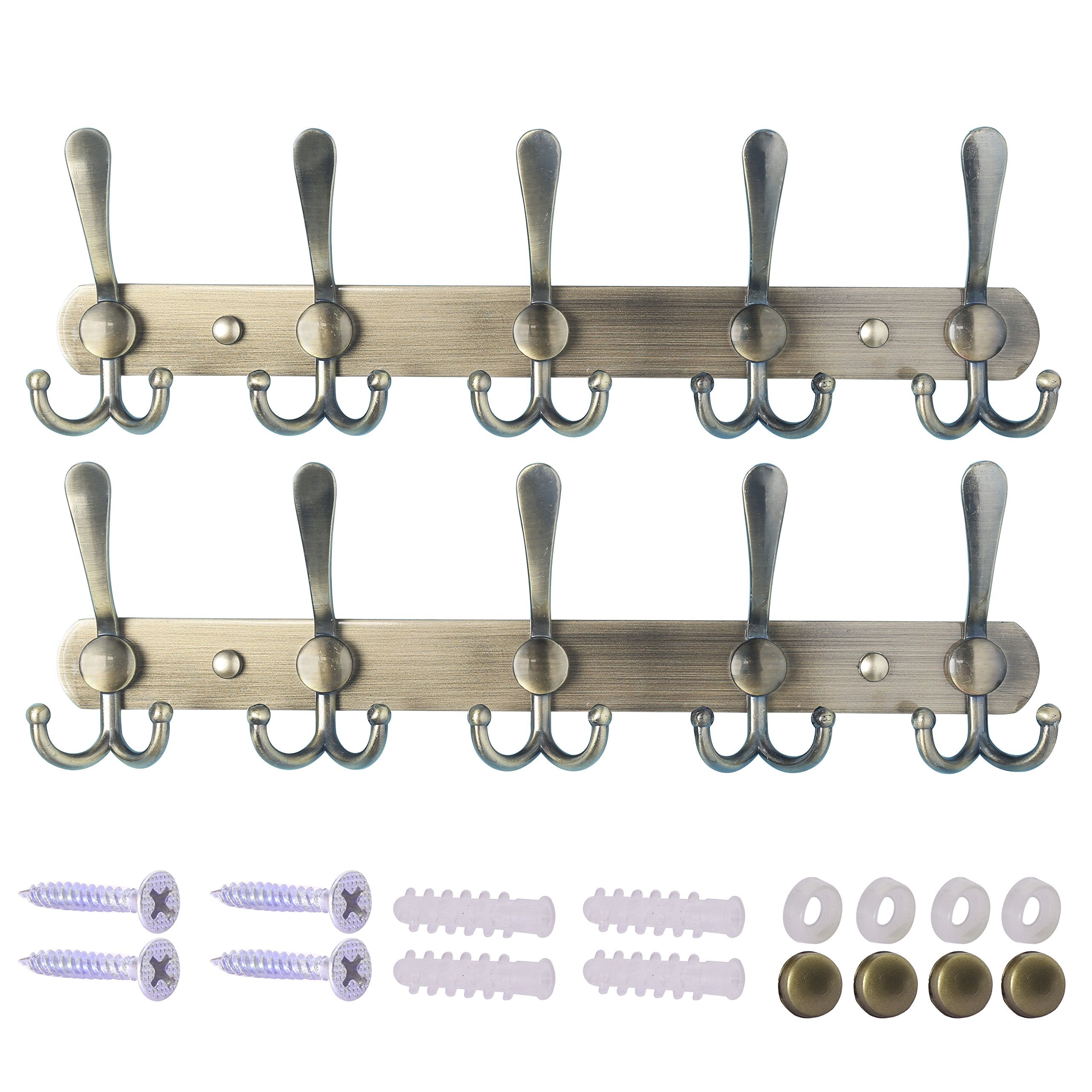 Dseap Coat Rack Wall Mount - 74cm Long 8-Tri-Hooks, Heavy Duty, Stainless Steel, Metal Coat Hanger Rail Wall Hooks for Coats Hats Clothing Clothes Purse Mudroom Entryway, Black